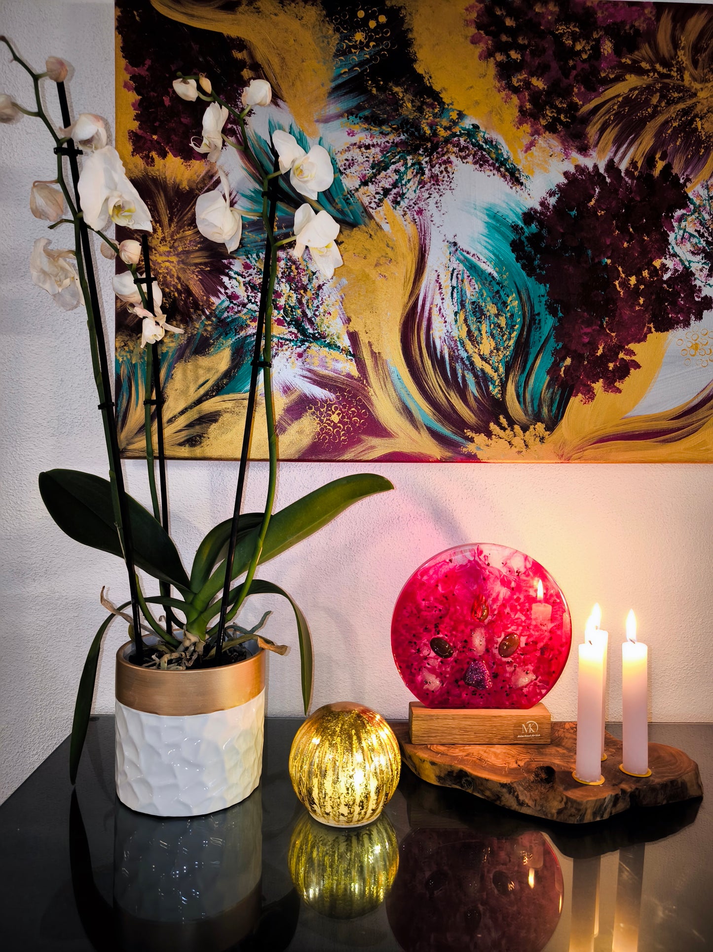 Kraftstein Platte Rubin-Rosenquarz