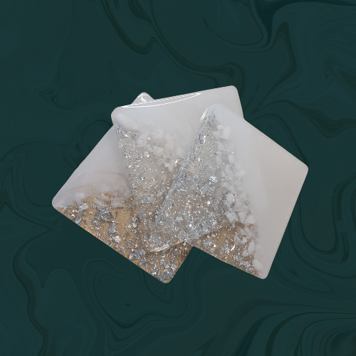 Untersetzer mit Bergkristall quadratisch