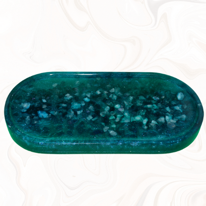 Wassersteinplatte oval blau