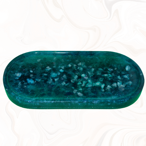 Wassersteinplatte oval blau