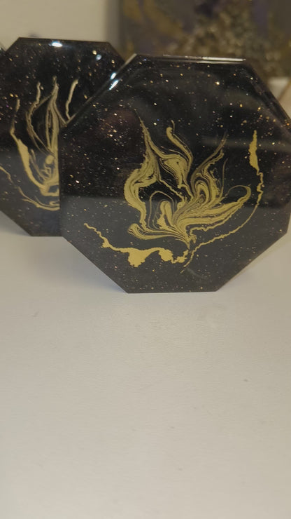 Untersetzer schwarz gold